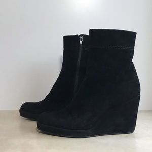 Stuart Weitzman Black Suede Wedge Booties